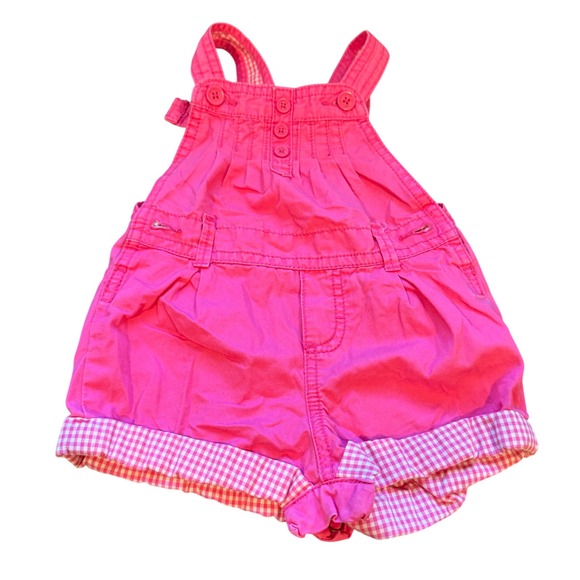 OshKosh B'gosh Other - OshKosh Bgosh Pink Gingham Trim Cotton Shortalls 18 Months